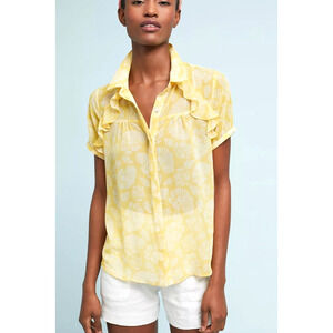 dRA Coastal Printed Buttondown Blouse Top